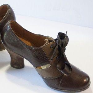 NAYA OXFORD LEATHER HEELS BROWN - TAN - TWO TONE